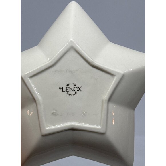 VTG 90s Lenox Star Shaped Ceramic Dish Gold Dot Rim Trinket Jewelry Candy 5.25" - Picture 4 of 5
